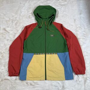 L.L.Bean Womens Colorblock Aztec Southwestern Hooded Anorak Windbreaker Sz M